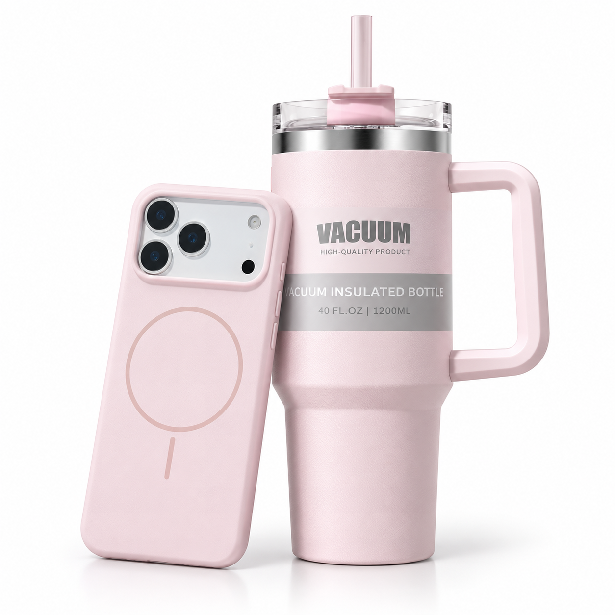 Blush Pink Case + 40oz Handle Tumbler Set