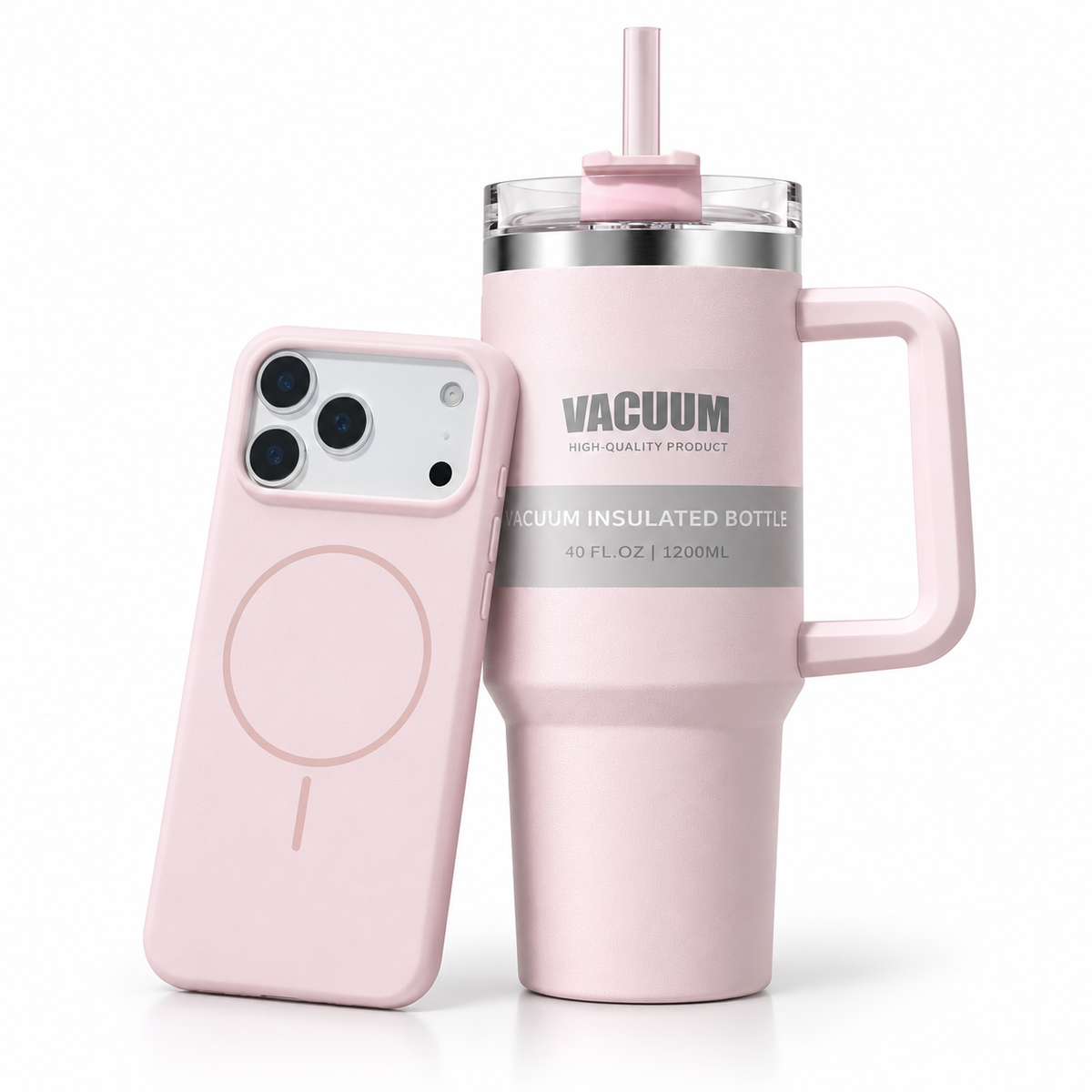 Blush Pink Case + 40oz Handle Tumbler Set