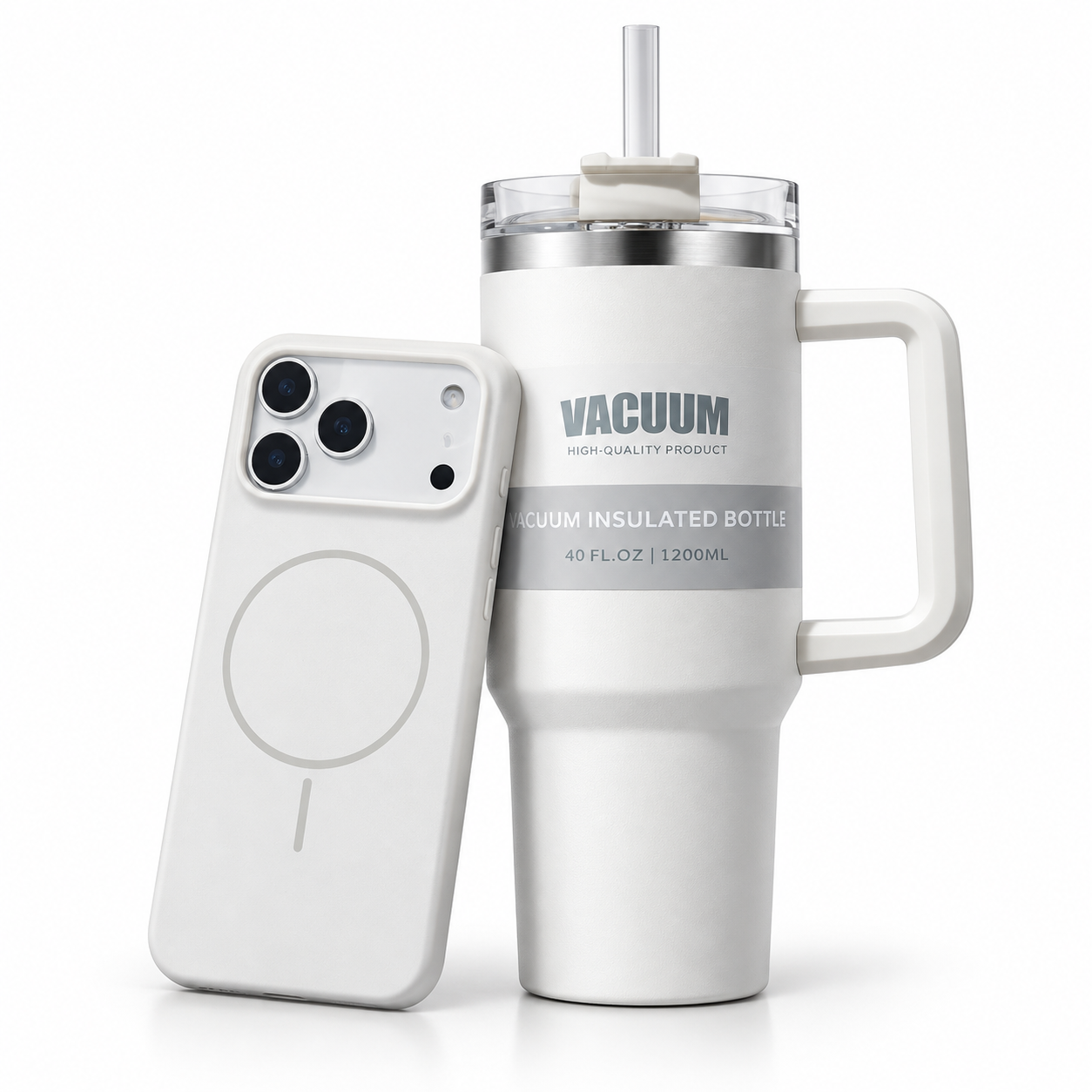 Cloud White Case + 40oz Handle Tumbler Set