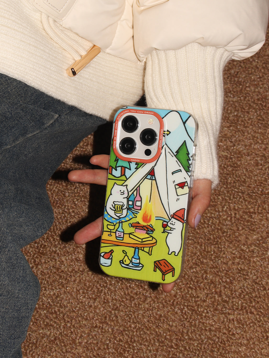 Funda Protectora Anticaída para Teléfono con Diseño de Gatos de Picnic