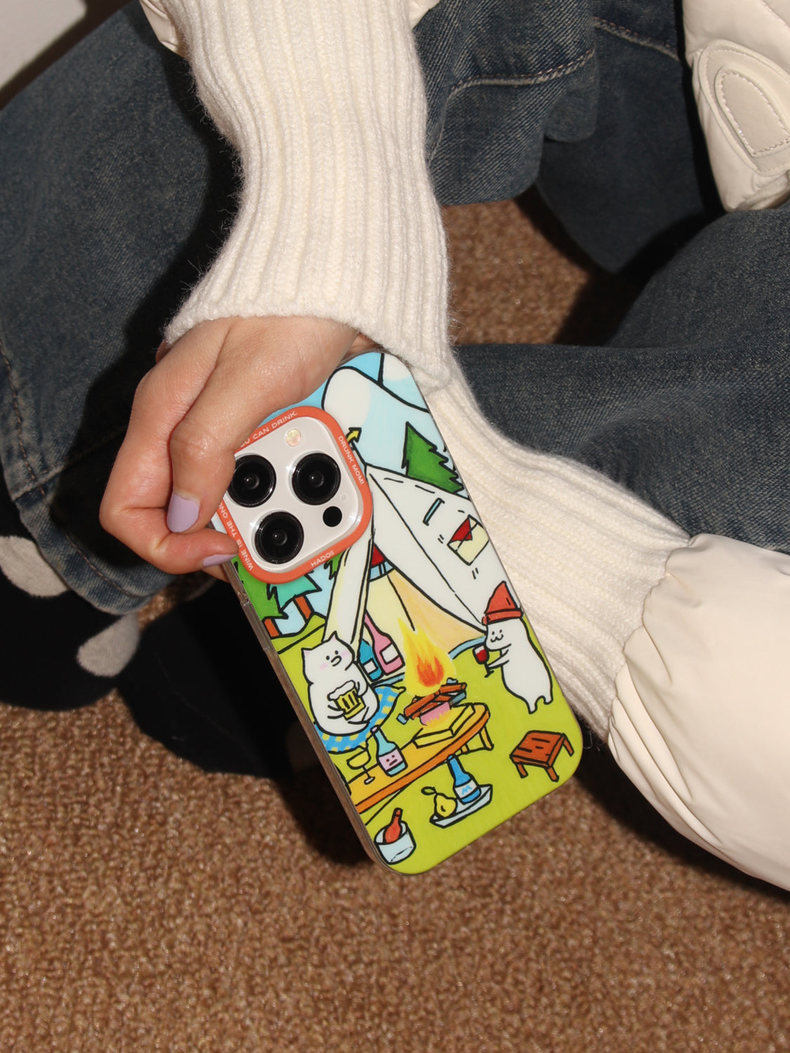 Funda Protectora Anticaída para Teléfono con Diseño de Gatos de Picnic