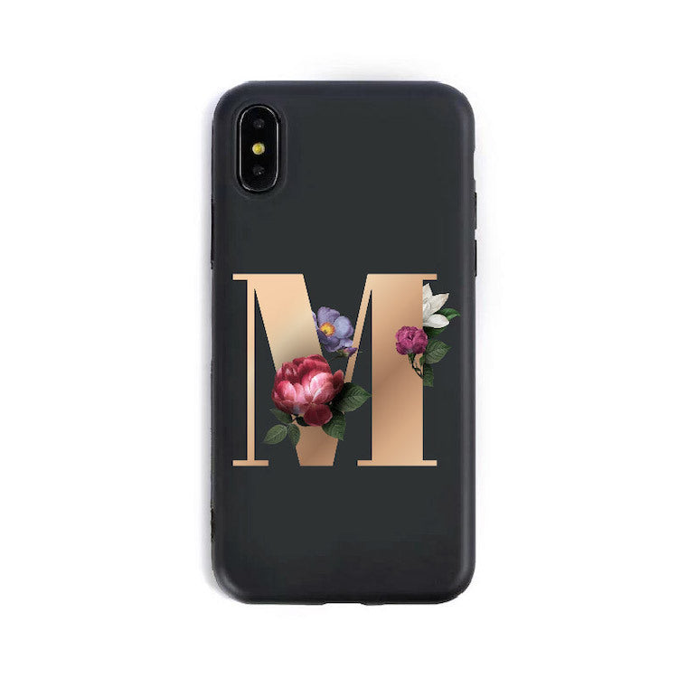 26 coques de téléphone en silicone avec les lettres de l'alphabet anglais