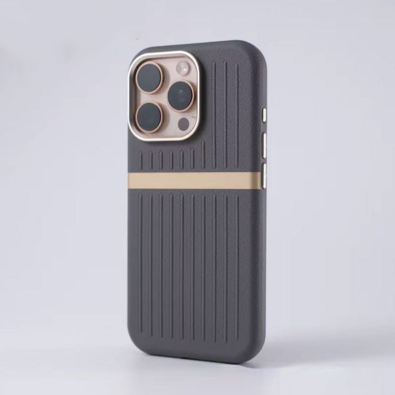 Funda magnética corrugada para teléfono, funda de cuero para teléfono de negocios