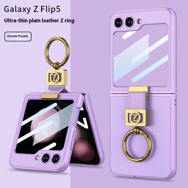 Funda de teléfono plegable con hebilla anular galvanizada con letras creativas