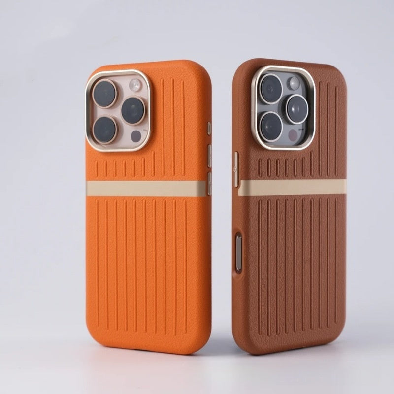 Funda magnética corrugada para teléfono, funda de cuero para teléfono de negocios