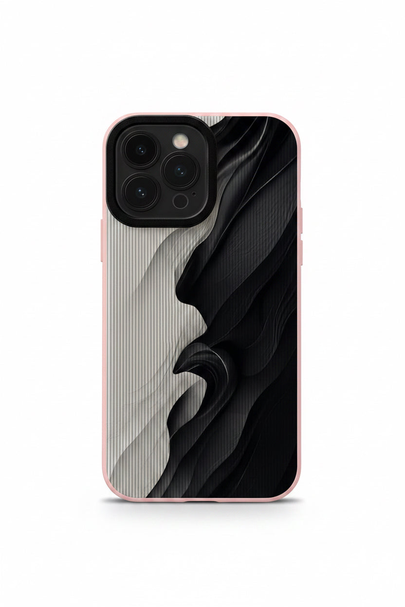Funda de teléfono con patrón de ondas y chapa de madera