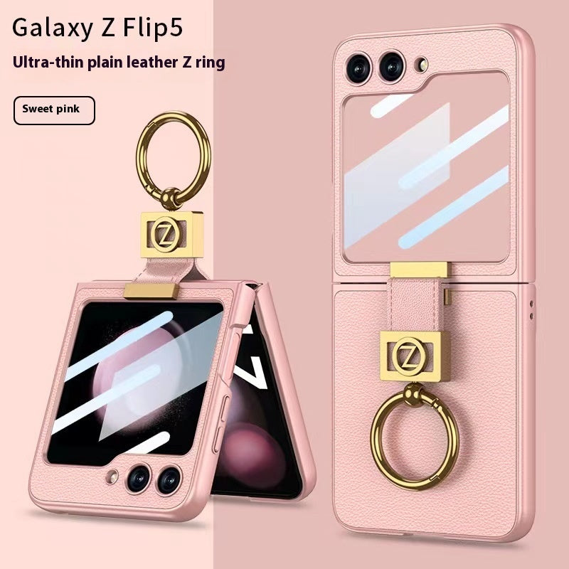 Funda de teléfono plegable con hebilla anular galvanizada con letras creativas