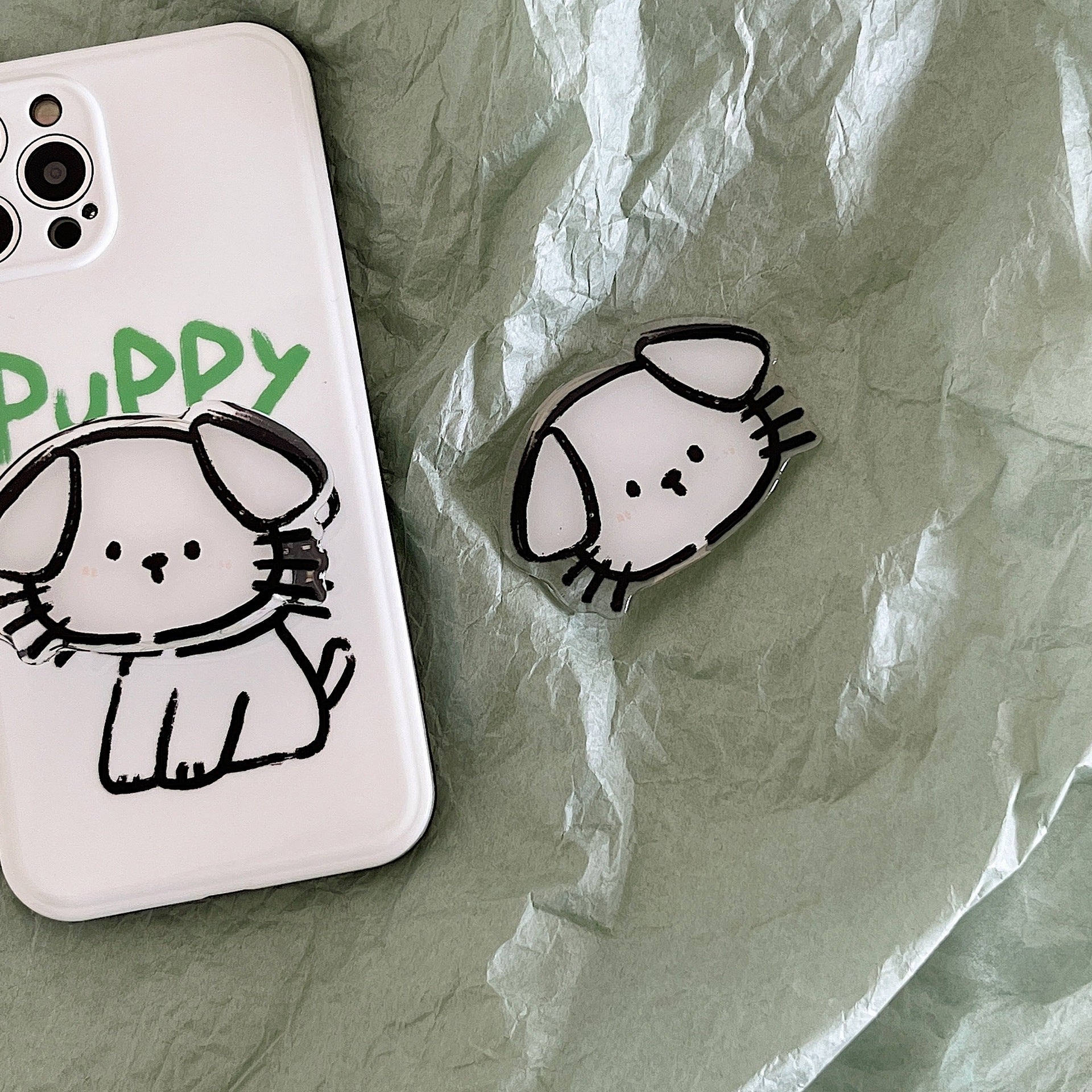 Coque de téléphone anti-chute pour chiot, motifs simples