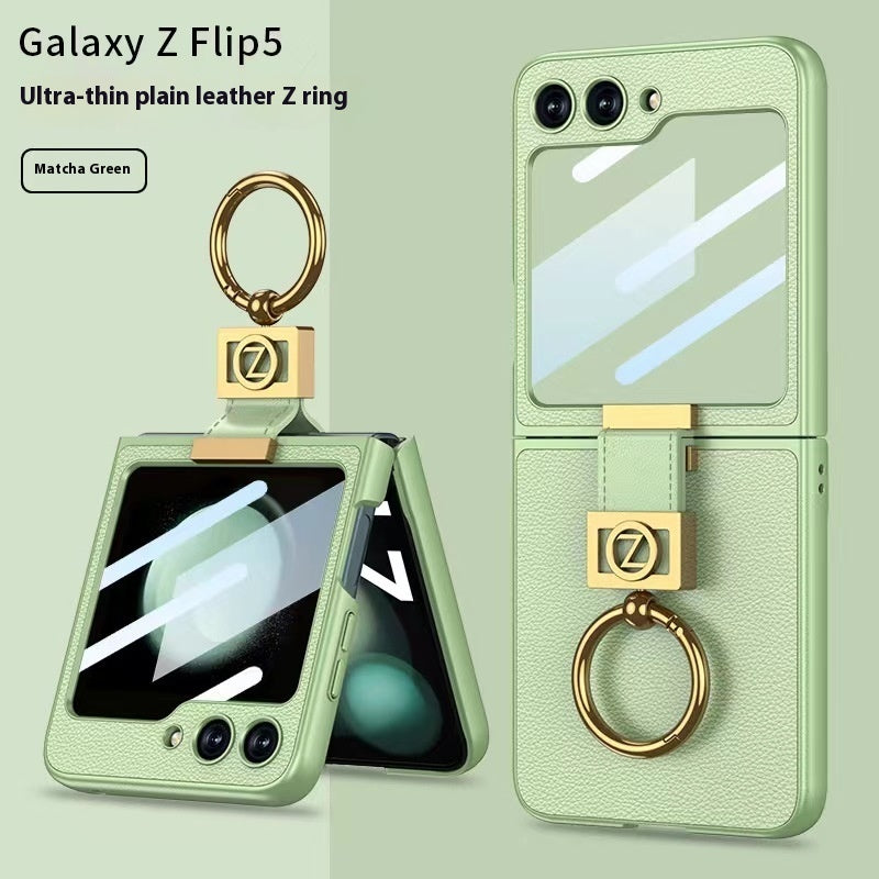 Funda de teléfono plegable con hebilla anular galvanizada con letras creativas