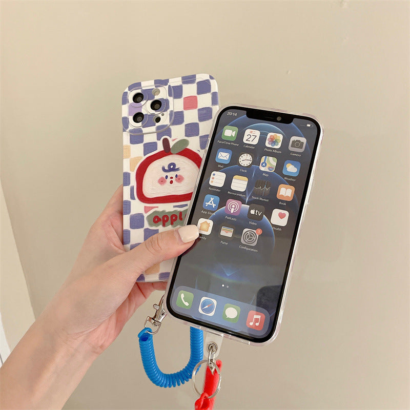 Funda de limón de tablero de ajedrez con cordón para primavera