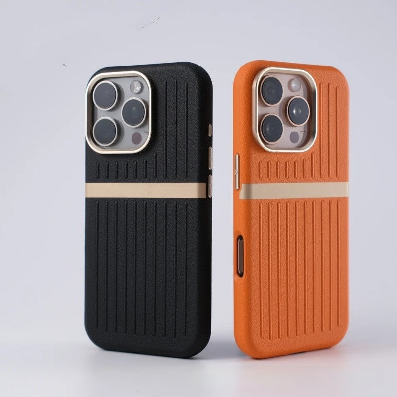 Funda magnética corrugada para teléfono, funda de cuero para teléfono de negocios