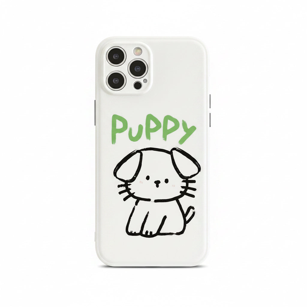 Coque de téléphone anti-chute pour chiot, motifs simples