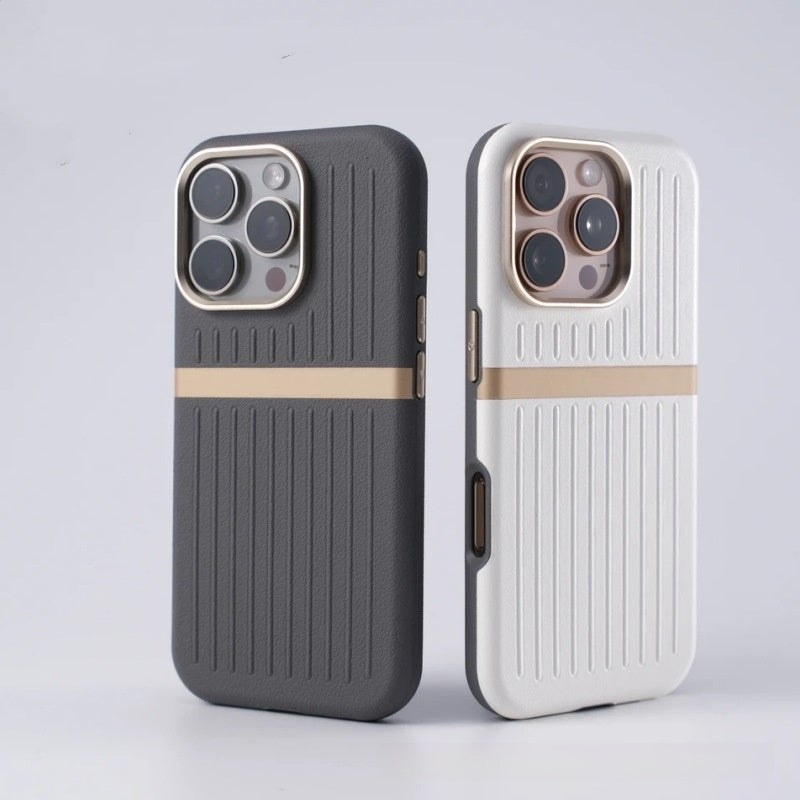 Funda magnética corrugada para teléfono, funda de cuero para teléfono de negocios