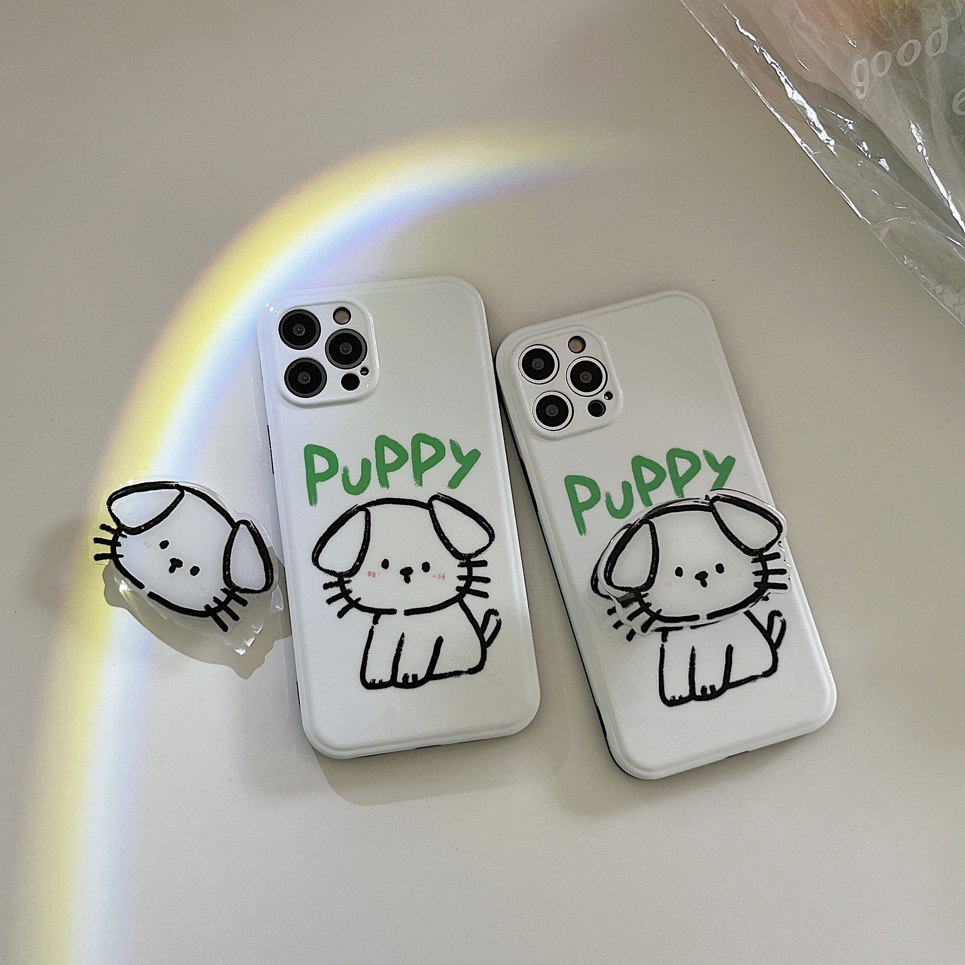 Coque de téléphone anti-chute pour chiot, motifs simples