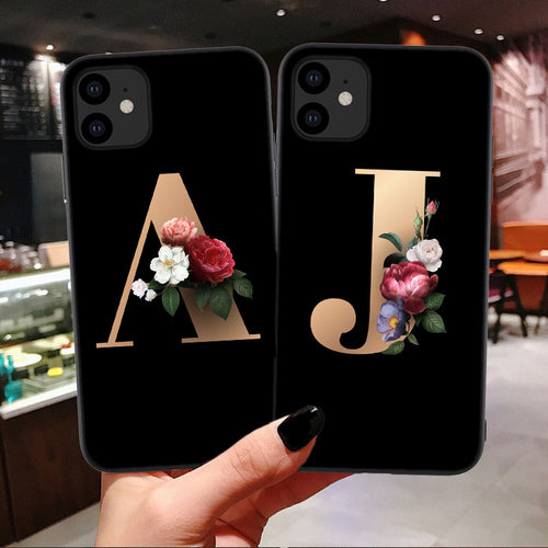 26 fundas de silicona para teléfono con el alfabeto inglés