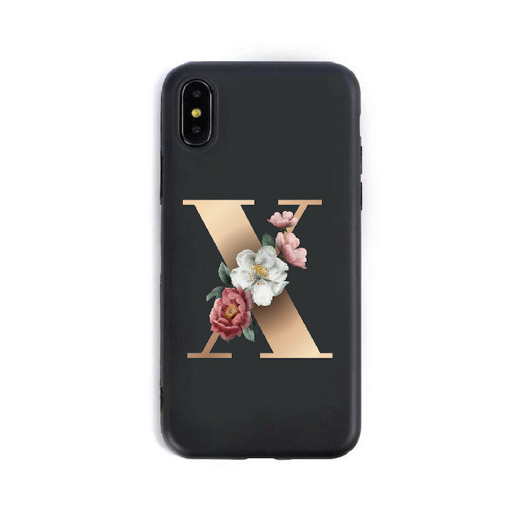 26 coques de téléphone en silicone avec les lettres de l'alphabet anglais