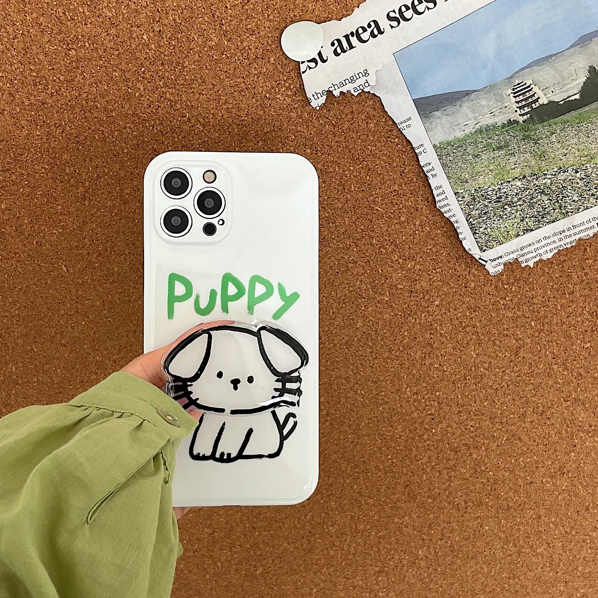 Coque de téléphone anti-chute pour chiot, motifs simples