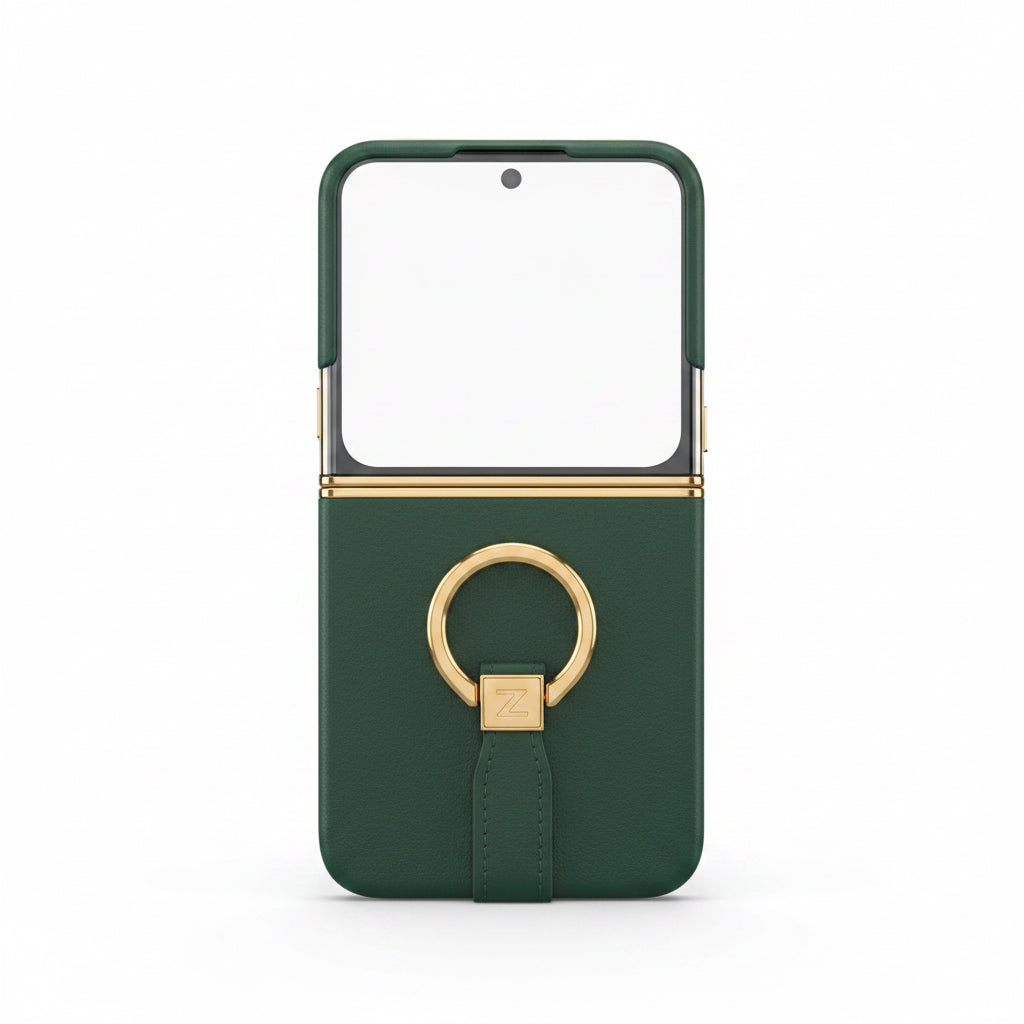 Funda de teléfono plegable con hebilla anular galvanizada con letras creativas