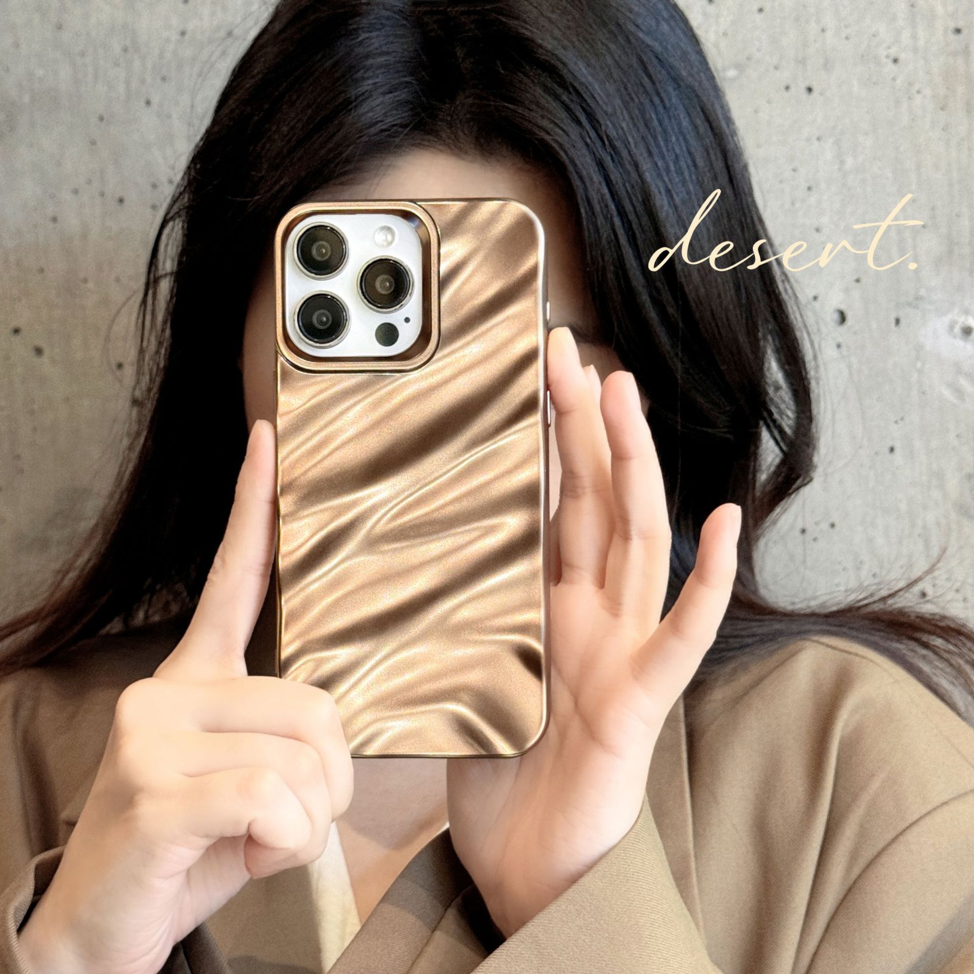 Funda de Teléfono de Seda con Patrón de Oro del Desierto de Alta Calidad