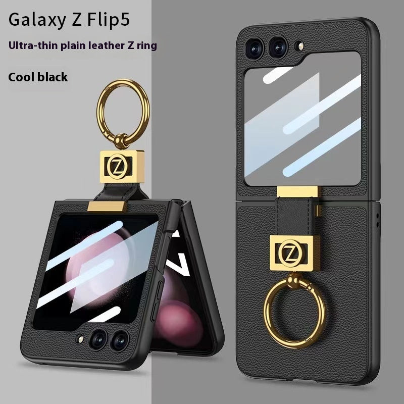 Funda de teléfono plegable con hebilla anular galvanizada con letras creativas
