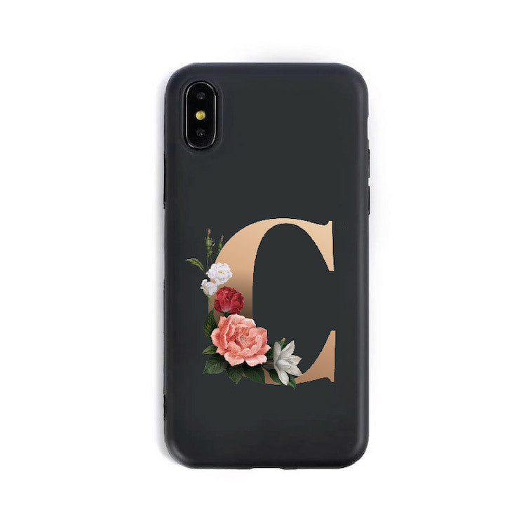 26 coques de téléphone en silicone avec les lettres de l'alphabet anglais